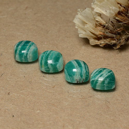 Amazzonite naturale verde da 8,57 ct, taglio a cuscino, opaco