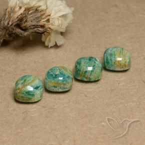 Gemme di Amazzonite Verde Pino Freddo naturale da 8.36 ct, Cuscino, Opaco