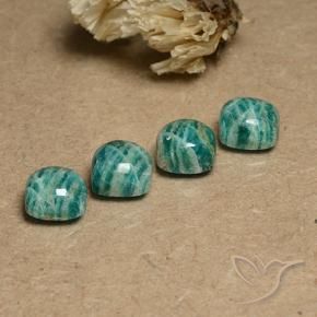 Gemme di Amazzonite Verde Pino naturale da 7.95 ct, Cuscino, Opaco