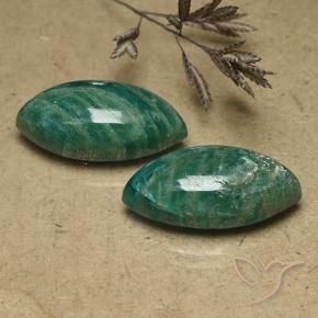 Gemme di Amazzonite Verde freddo naturale da 17.33 ct, Taglio marquise, Opaco