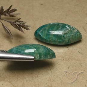 Gemme di Amazzonite Verde freddo naturale da 17.33 ct, Taglio marquise, Opaco