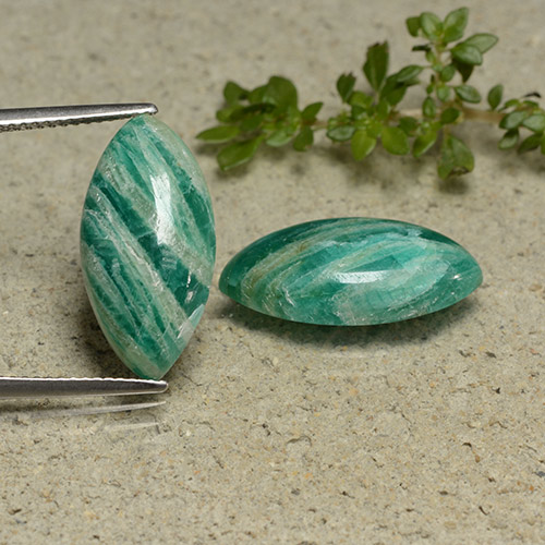 Gemme di amazzonite verde pino naturale da 13,09 ct, marchesa, opaco