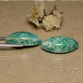 Gemme di Amazzonite Verde medio naturale da 17.83 ct, Taglio marquise, Opaco