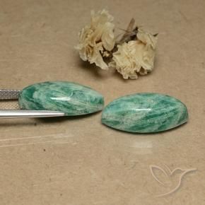 Gemme di Amazzonite Verde medio naturale da 17.71 ct, Taglio marquise, Opaco
