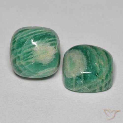 Gemme di Amazzonite Verde medio naturale da 10.90 ct, Cuscino, Opaco