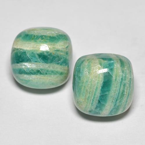 Gemme di amazzonite verde medio naturale da 11,85 ct, taglio a cuscino, opaco