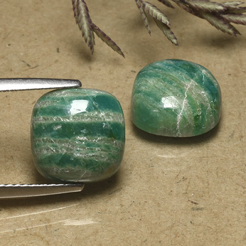 Gemme di Amazzonite Verde freddo naturale da 8.15 ct, Taglio a cuscino, Opaco