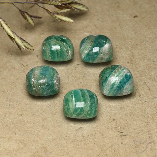9.00ctw Naturale Verde freddo Amazzonite, Cuscino, Opaco