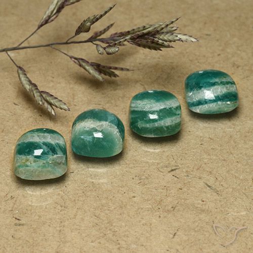 Gemme di Amazzonite Verde Pino naturale da 7.03 ct, Cuscino, Opaco