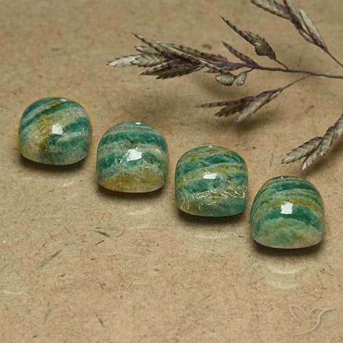 Gemme di Amazzonite Verde medio-scuro naturale da 8.58 ct, Cuscino, Opaco