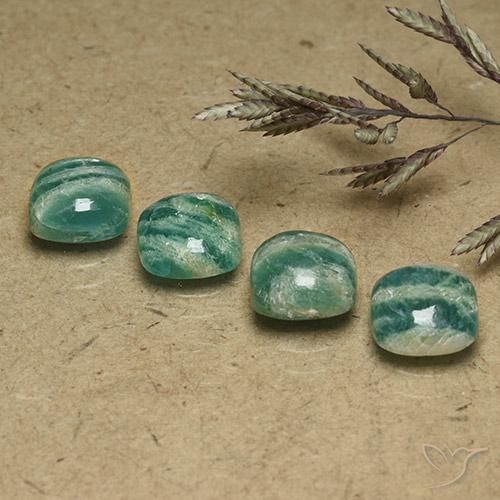 Gemme di Amazzonite Verde freddo naturale da 5.92 ct, Cuscino, Opaco