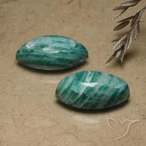 Gemme di Amazzonite Verde scuro naturale da 14.58 ct, Taglio marquise, Opaco