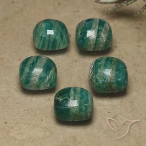 Gemme di Amazzonite Verde Pino naturale da 9.24 ct, Cuscino, Opaco