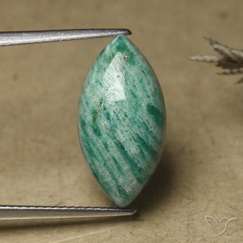 7.65ct Naturale Verde Pino Amazzonite, Taglio marquise, Opaco