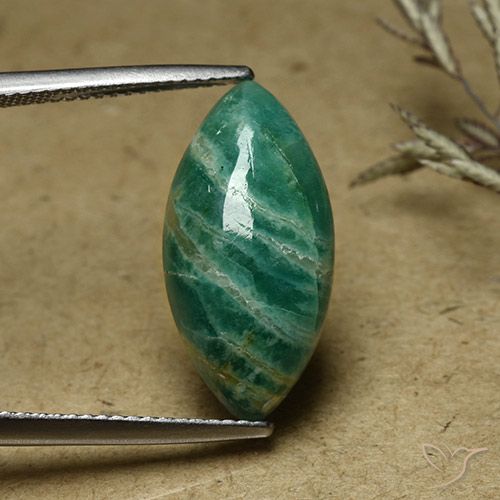 6.82ct Naturale Verde Pino Amazzonite, Taglio marquise, Opaco