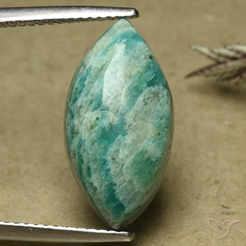 6.84ct Naturale Verde Pino Amazzonite, Taglio marquise, Opaco