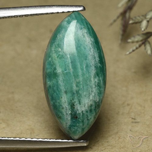 7.74ct Naturale Verde medio Amazzonite, Taglio marquise, Opaco