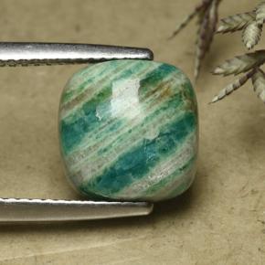Amazzonite verde pino naturale da 3,95 ct, taglio a cuscino, opaco