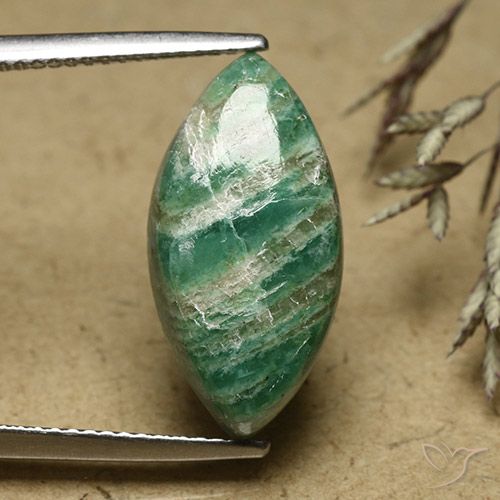 Amazzonite Verde Pino Freddo naturale da 6.79 ct, Taglio marquise, Opaco
