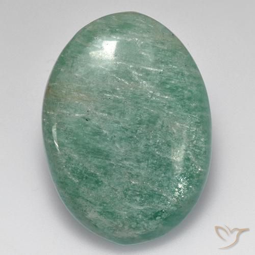 Amazzonite verde medio naturale da 33,06 ct, taglio ovale, traslucido
