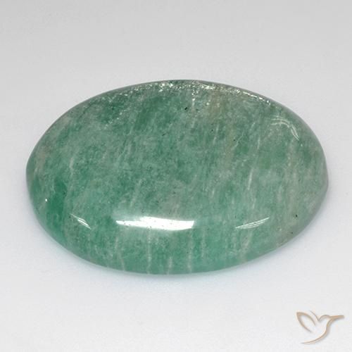 Amazzonite verde medio naturale da 33,06 ct, taglio ovale, traslucido