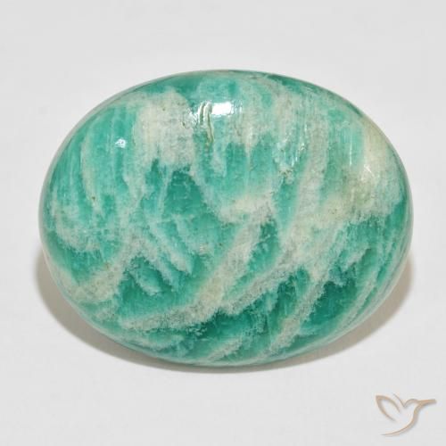 42.65ct Naturale Verde medio Amazzonite, Ovale, Opaco