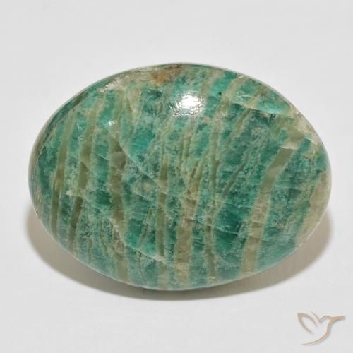 60.70ct Naturale Verde scuro Amazzonite, Ovale, Opaco