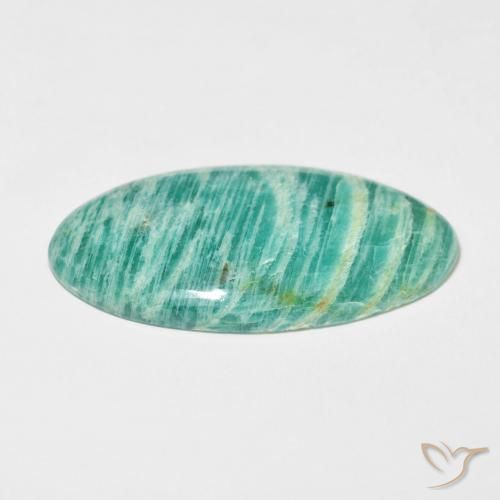 Amazzonite Medium Dark-Green naturale da 37.25 ct, Ovale, Opaco
