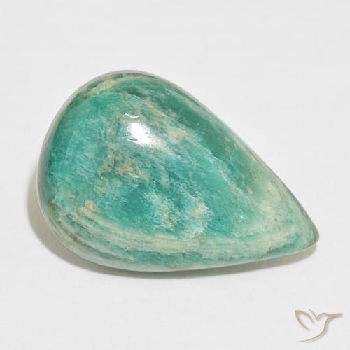 32.76ct Naturale Verde medio Amazzonite, Forma a pera, Opaco