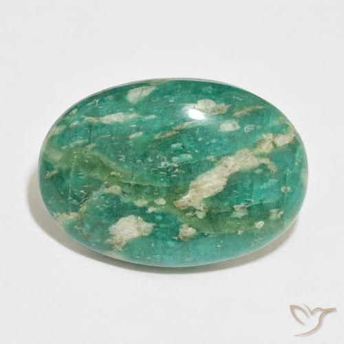 35.84ct Naturale Verde scuro Amazzonite, Ovale, Opaco