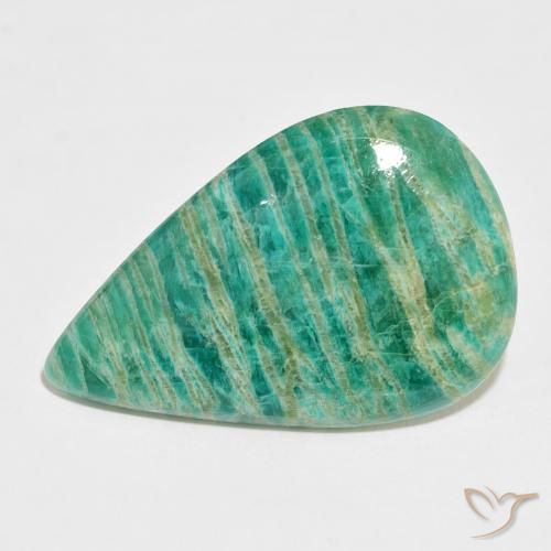 37.44ct Naturale Verde scuro Amazzonite, Forma a pera, Opaco