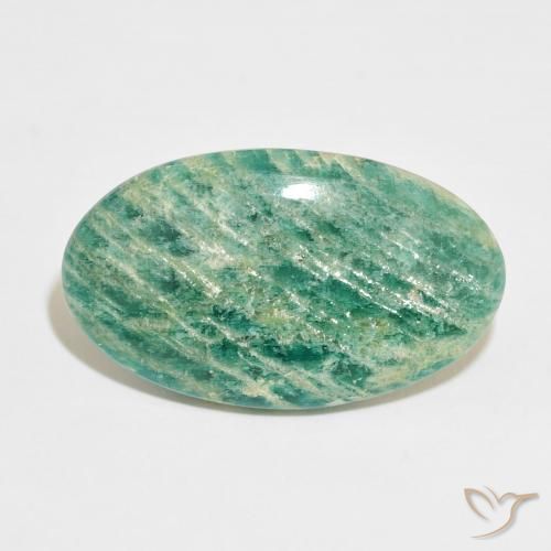 30.25ct Naturale Verde scuro Amazzonite, Ovale, Opaco