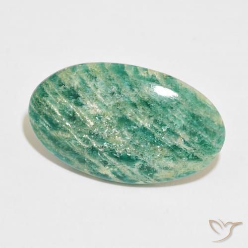 Amazzonite Verde scuro naturale da 30.25 ct, Ovale, Opaco