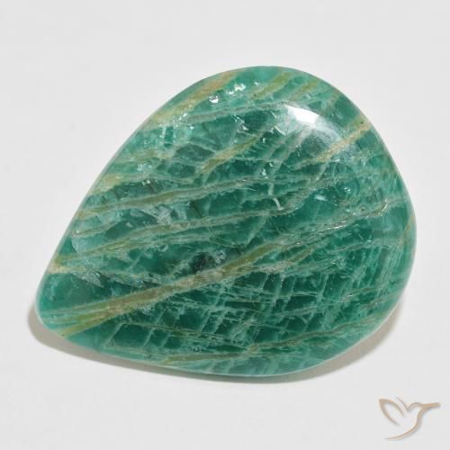 54.15ct Naturale Verde Pino Amazzonite, Forma a pera, Opaco