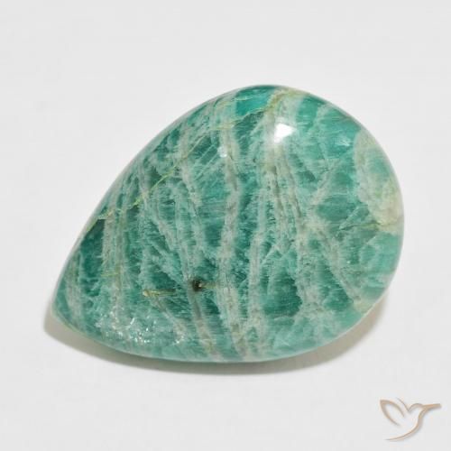 37.97ct Naturale Verde freddo Amazzonite, Forma a pera, Opaco