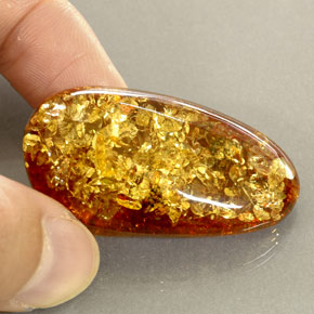Ambra naturale arancione da 25,46 ct, trasparente, trasparente/traslucido