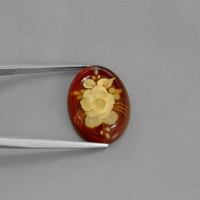 Ambra naturale arancione da 5,43 ct, trasparente, trasparente/traslucido