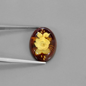 Ambra naturale arancione da 5,78 ct, trasparente, trasparente/traslucido