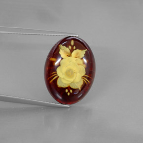 Ambra naturale arancione da 5,44 ct, trasparente, trasparente/traslucido