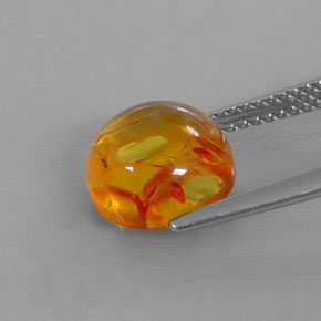 Ambra Giallo-arancione naturale da 1.78 ct, Trasparente, Trasparente/Traslucido