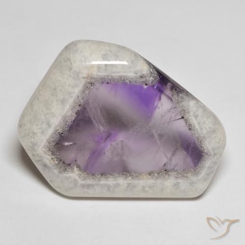 Fetta di geode di ametista multicolore naturale da 28,89 ct, forma fantasia, trasparente