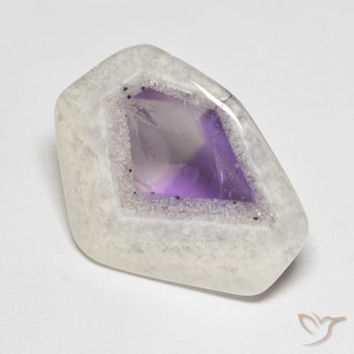 Fetta di geode di ametista Multicolore naturale da 15.24 ct, Taglio a fantasia, Trasparente