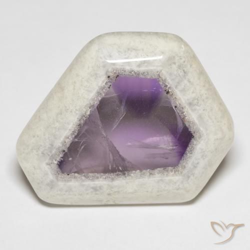 Fetta di geode di ametista naturale multicolore da 45,43 ct, forma fantasia, trasparente
