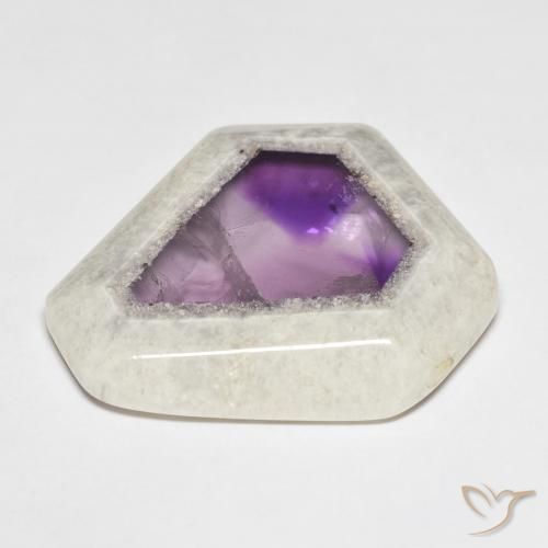 Fetta di geode di ametista naturale multicolore da 45,43 ct, forma fantasia, trasparente
