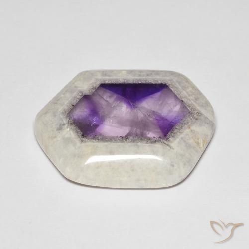 Fetta di geode di ametista naturale multicolore da 33,06 ct, forma fantasia, trasparente