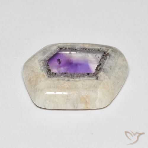 Fetta di geode di ametista Multicolore naturale da 16.23 ct, Taglio a fantasia, Trasparente