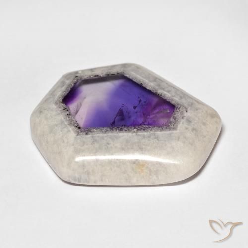 Fetta di geode di ametista naturale multicolore da 29,19 ct, forma fantasia, trasparente