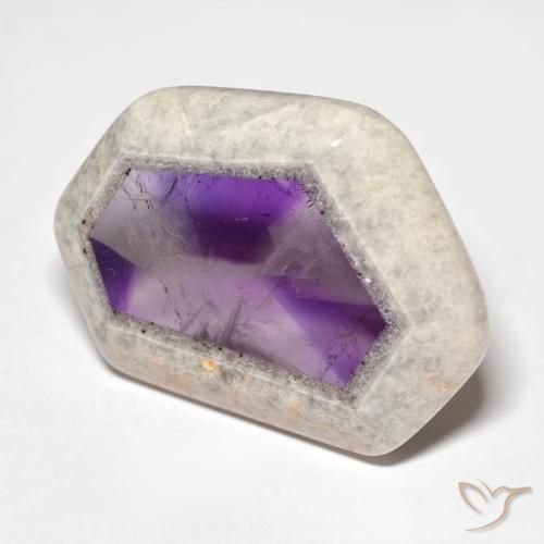 Fetta di geode di ametista Multicolore naturale da 57.02 ct, Taglio a fantasia, Trasparente
