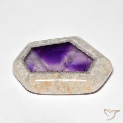 Fetta di geode di ametista Multicolore naturale da 57.02 ct, Taglio a fantasia, Trasparente
