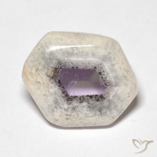 Fetta di geode di ametista naturale multicolore da 8,08 ct, forma fantasia, trasparente